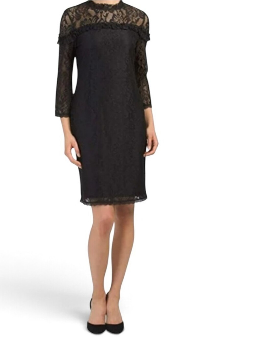 Laundry, by Shelli Segal ,Black lace stretch shift dress. Size 6